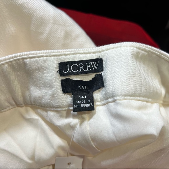 J. Crew Kate Pants Ivory Linen Blend Size 14 Tall Cropped Resortwear Summer NWT - Picture 5 of 9